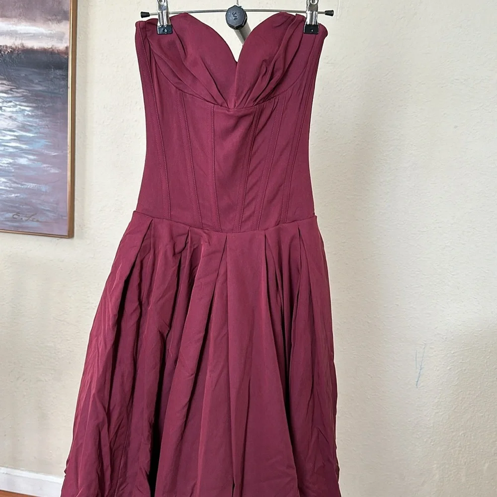 HOUSE OF CB 'Lady'‎ Wine Strapless Midi Dress NWOT SIZE L D-DD - Picture 11 of 14